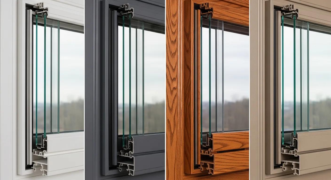 Examples of energy-efficient window frames: vinyl, fiberglass, wood, and composite