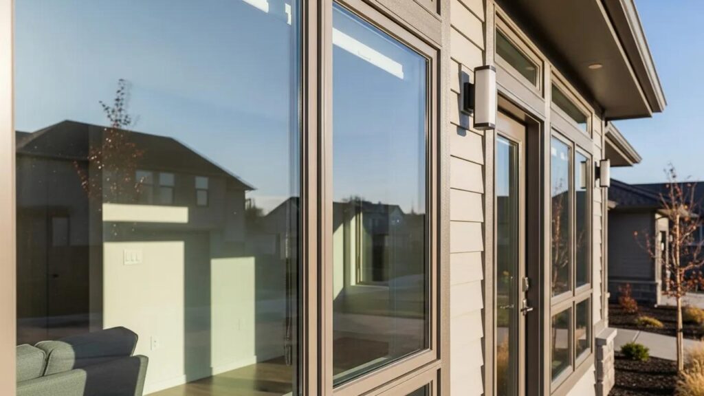 Close-up of energy-efficient windows and doors showcasing insulation and energy-saving features