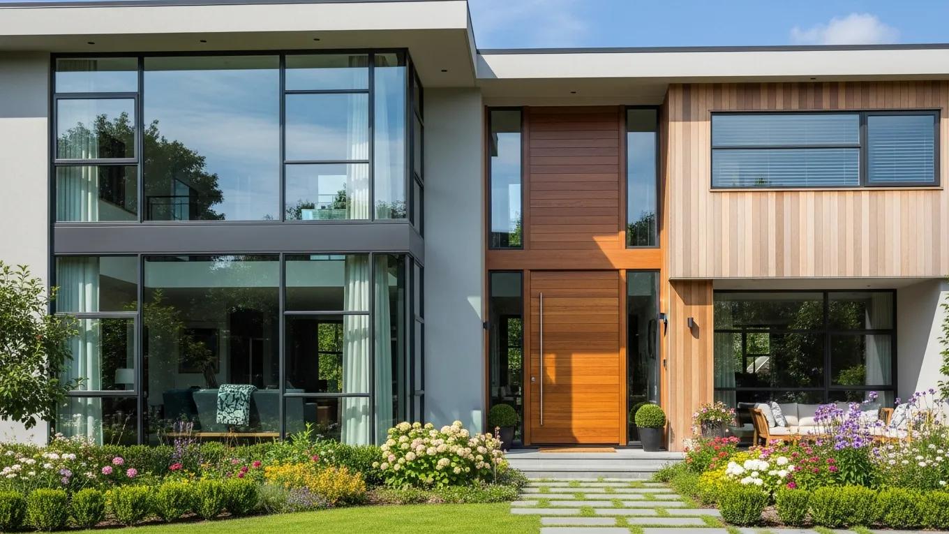 Stylish windows and doors enhancing home energy efficiency and aesthetic appeal